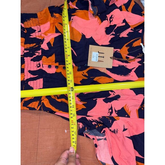 NWT Abel The Label Anthropologie Navy Pink Orange Hi Lo Clare Dress L Large Wome - Picture 9 of 12